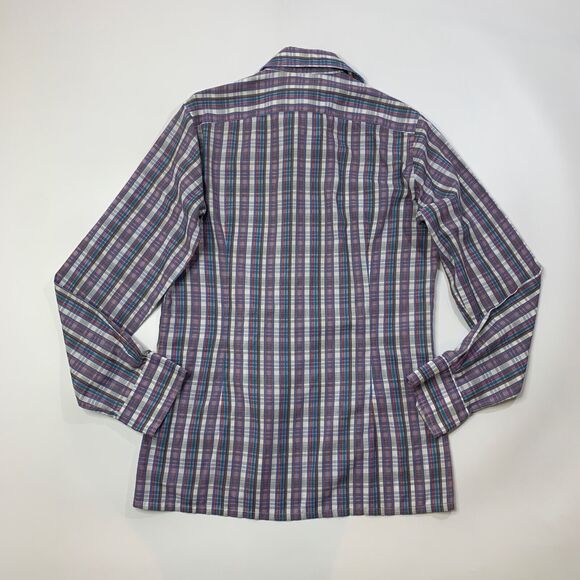Vintage Yves Saint Lauren Shirt Mens M Medium Plaid Button Up Long Sleeve - Picture 7 of 9